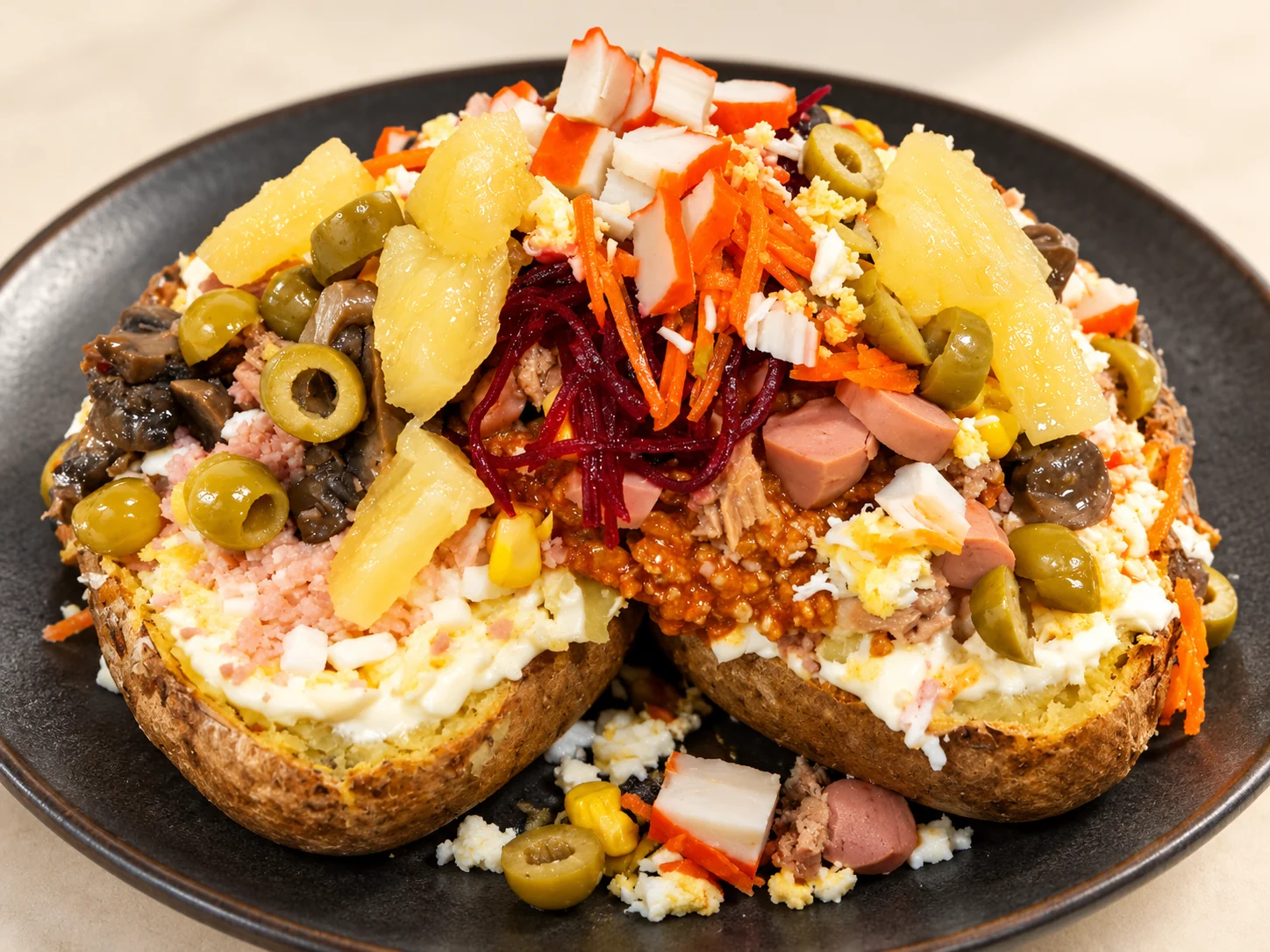 Patata asada rellena de Papa Yaya con una combinación de ingredientes